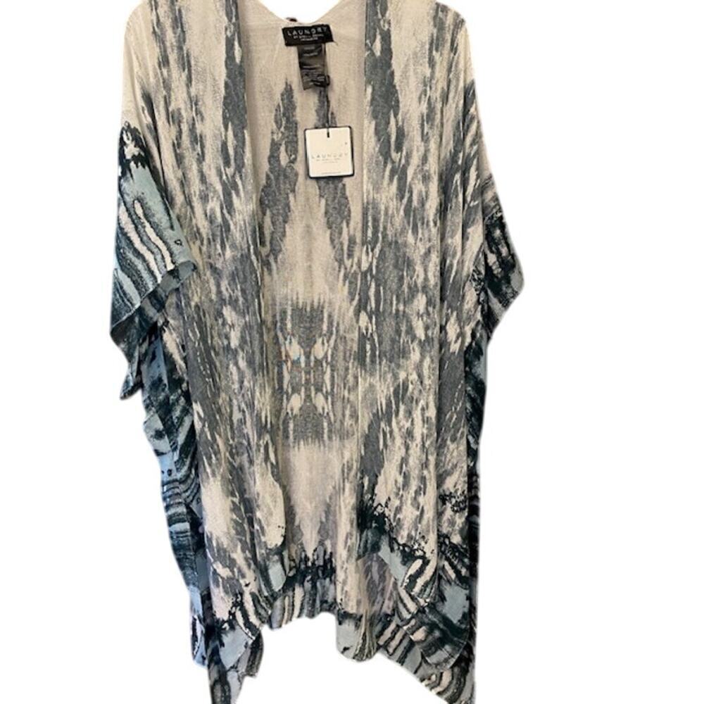 Laundry by Shelli Segal Women's Blue White Kimono Wrap One Size Beach New